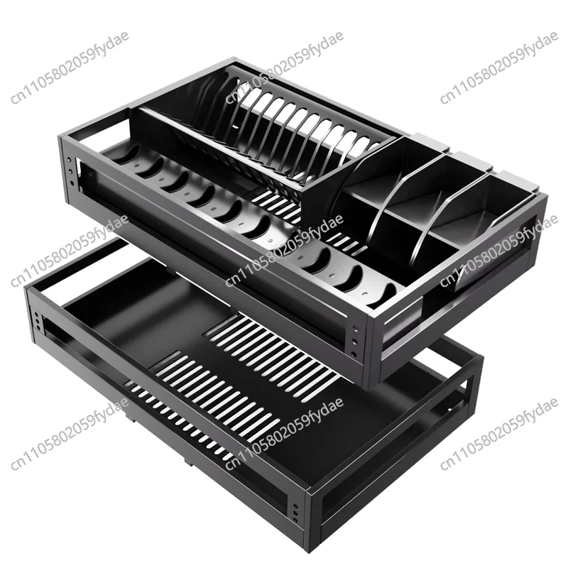 Drawer Basket Kitchen Cabinet 304 Stainless Steel Double-Layer Drawer-Style Dish Storage Cabinet Interior