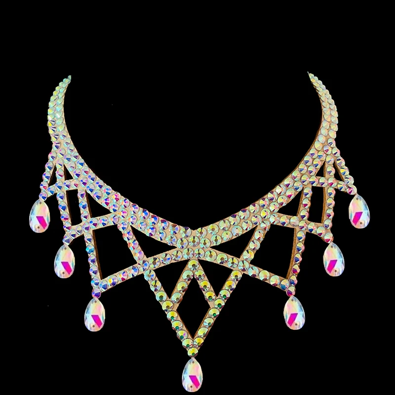 Collar de danza del vientre para mujer y adulto, accesorio de competición de rendimiento profesional, joyería de Baile Estándar Nacional D