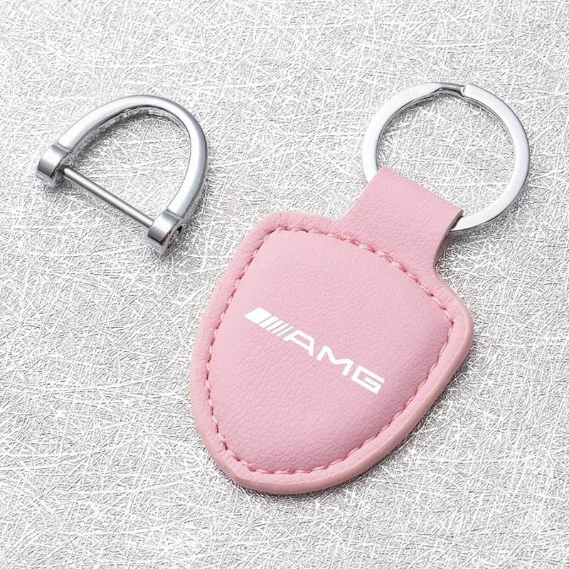 Leather Metal Keyring Car Keychain Pendant Gift Auto Accessories For Mercedes Benz AMG W204 W205 W203 W211 W212 W213 W201 W210