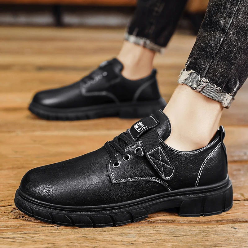 

Men Flats Leather Shoes Outdoor Spring Autumn New Fashion Leather Lace-up Club Party Comfortable Casual Shoes Men's Sneakers