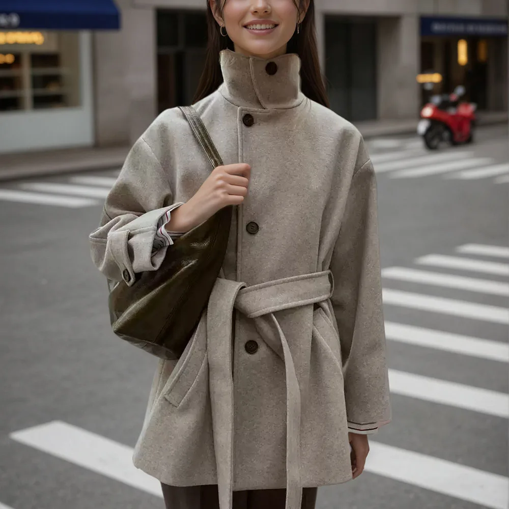 

Внешняя торговля новая женская одежда в европейском и американском стиле модное универсальное мягкое пальто с двухслойным воротником куртка