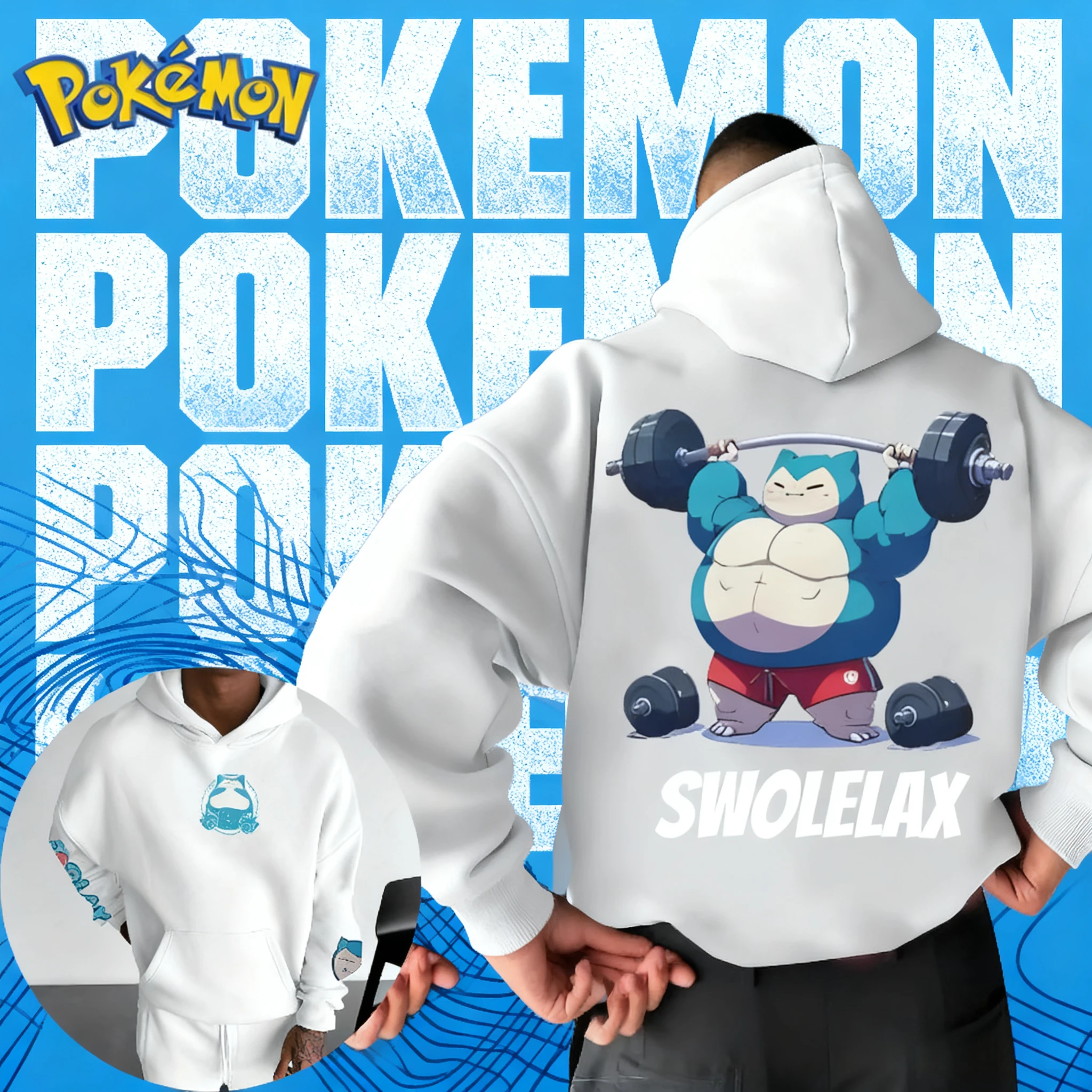 

2025 Autumn/Winter Pokemon Animation Brand 100% Cotton Snorlax Printed Hoodie Men's Children's Harajuku Casual Loose Keep Warm