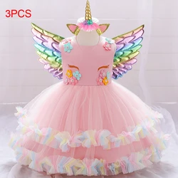 Kids Cosplay Unicorn Dress For Girls Children Princess Costume Appliques Tutu Baby Girl Birthday Party Dresses Toddler Clothes