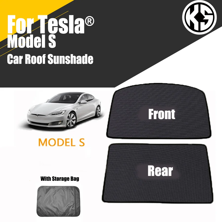 Car Glass Roof Sunshade For Tesla Model S 2015-2021 Front Rear Open Sunroof Windshield Shade Net UV Protection Interior Cover