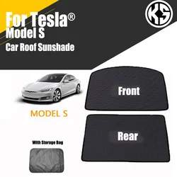 Car Glass Roof Sunshade For Tesla Model S 2015-2021 Front Rear Open Sunroof Windshield Shade Net UV Protection Interior Cover