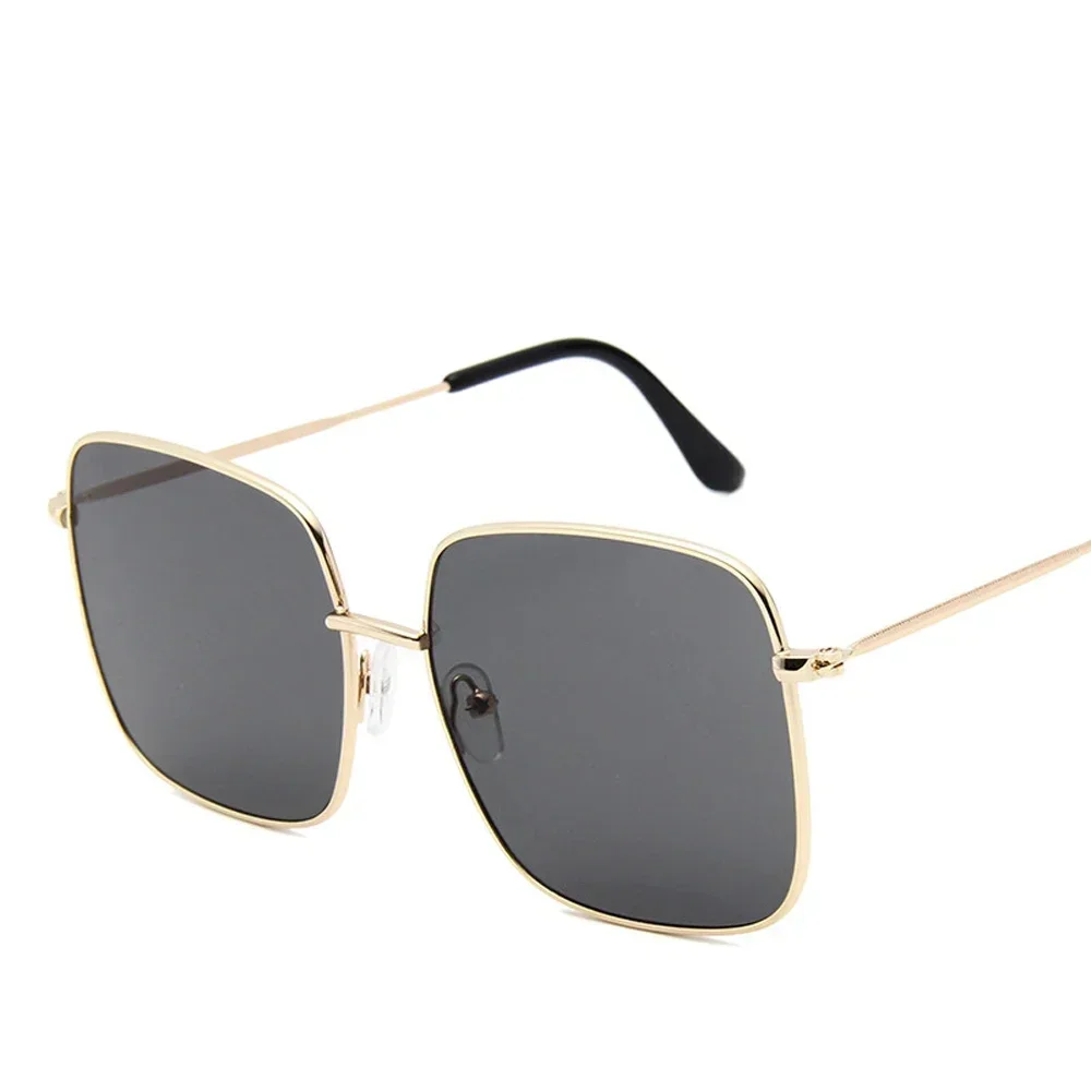 Lunettes de soleil carrées rétro de créateur - Couleur métallique progressive vintage, lunettes de soleil de marque tendance pour femmes et lunettes