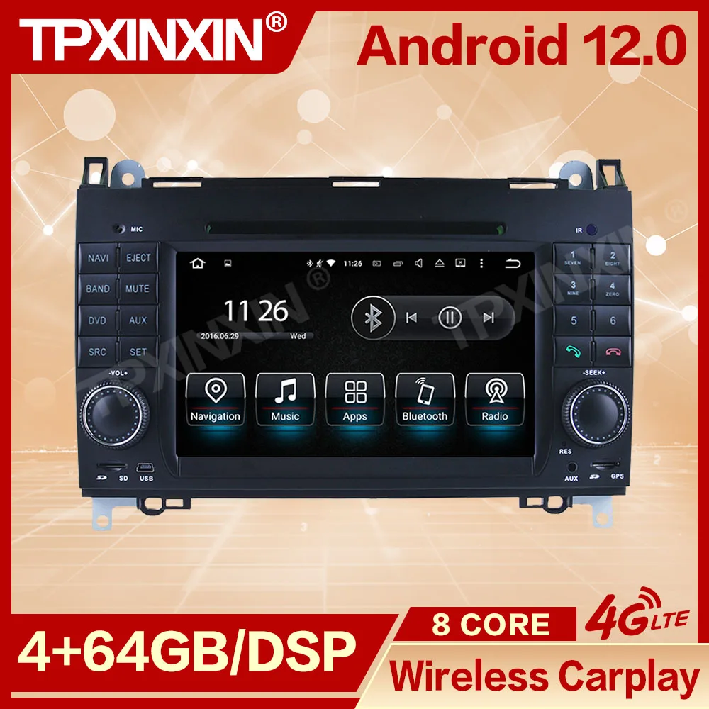 Car Radio With Android Screen For Mercedes Benz A-Class W169 B Class W245 Viano Vito Sprinter 2004-2012 System GPS BT Head Unit