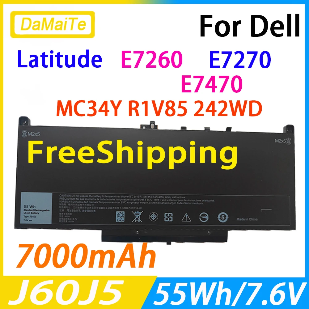 Damaite แบตเตอรี่ J60J5สำหรับ Latitude Dell 7470 7270 R1V85 MC34Y 242WD 1W2Y2 WYWJ2 451-BBSX bbsy 55Wh