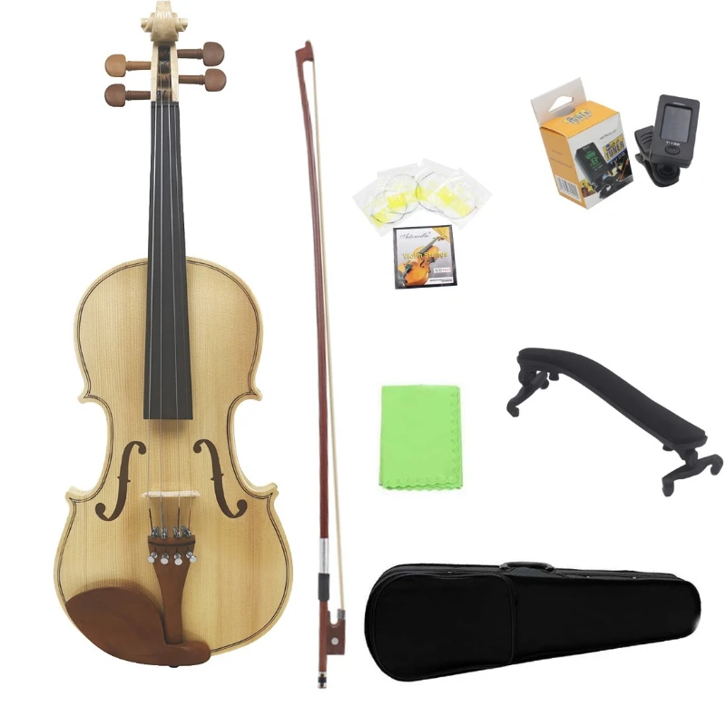 Wooden Violin 4x4 Acoustic Violins Beginners Practice Entry Level Violins Adults Children Handmade Violins Full Set with Case