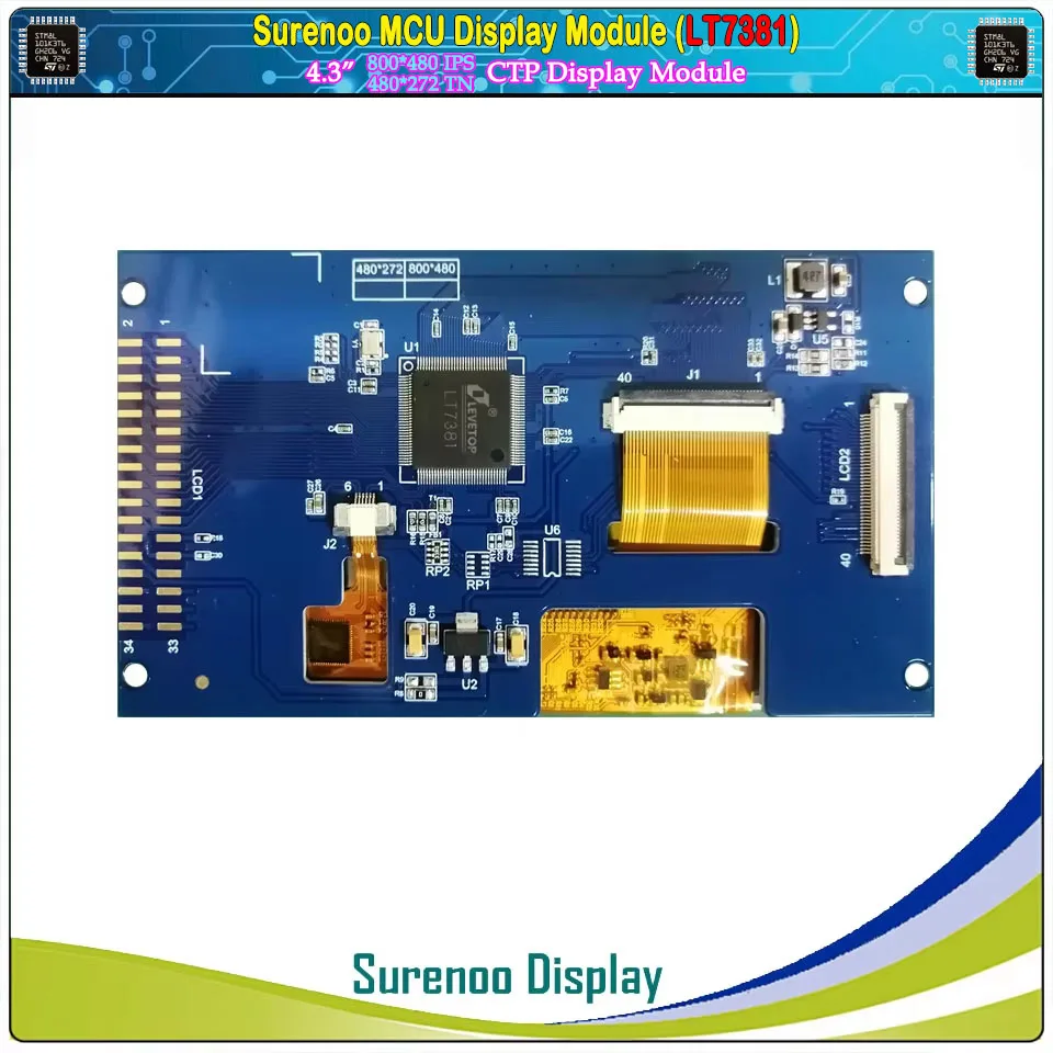 4.3" 480*272 TN 800*480 IPS LT7381 16_Bit MCU Parallel TFT LCD Module Display Screen Capacitive Touch Panel for Alientek STM32