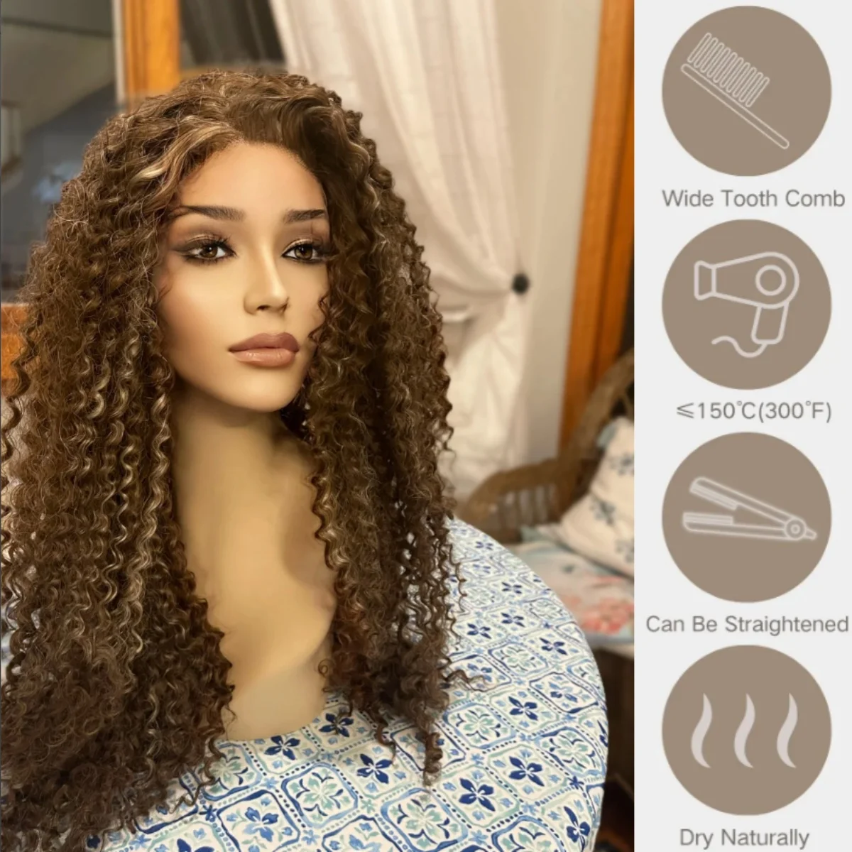 

Длинный Кудрявый Вьющийся 13×4 Парик Шнурка Бесклеевой Выделенный Темно-Коричневый Парик Женский Модный Свободный Парик Натуральной Линии Волос Распродажа