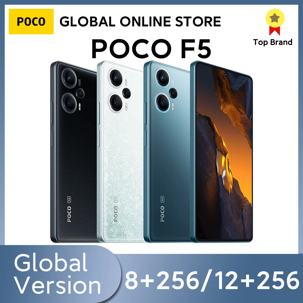 POCO F5 5G Global Verson 8 256 12 256 Snapdragon 7 + Gen 2 Octa Core 120Hz AMOLED DotDisplay 64MP Triple Camera with OIS 67W NFC