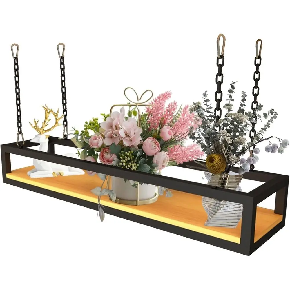 

Настенная металлическая подвесная полка-кашпо с цепью, 120x25x15 см, держатель для винных бутылок, декоративная корзина-стеллаж