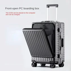 Front-opening suitcase luggage case password box multifunctional boarding box aluminum frame suitcase