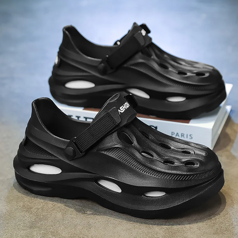 Hole Shoes Men's Summer Outer Wear Thick-soled Non-slip Bag Head Drag, Large Size Breathable Beach Shoes
