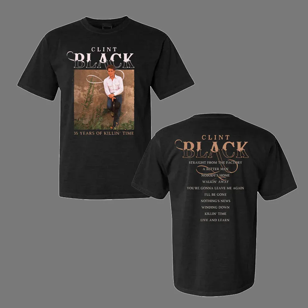 Clint Black Killin' Time 35th Anniversary Cotton Black S to 5XL T Shirt EN79