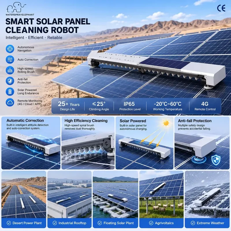 Factory Direct WSE-R20 Smart Solar Panel Cleaning Automatic Waterless Photovoltaic Cleaning Solution