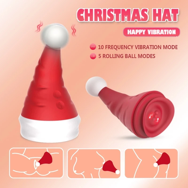 New Christmas Hat G Spot Vibrator for Women Masturbator Clit Clitoral Nipple Stimulator Dildo Vibrator Sex Toys for Adult Couple