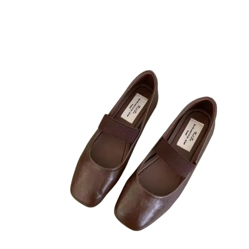 New Square Toe Women Ballet Flats Shoes Fashion Shallow Elastic Band Spring Autumn Ladies Comfort Soft Sole Ballerina Shoes