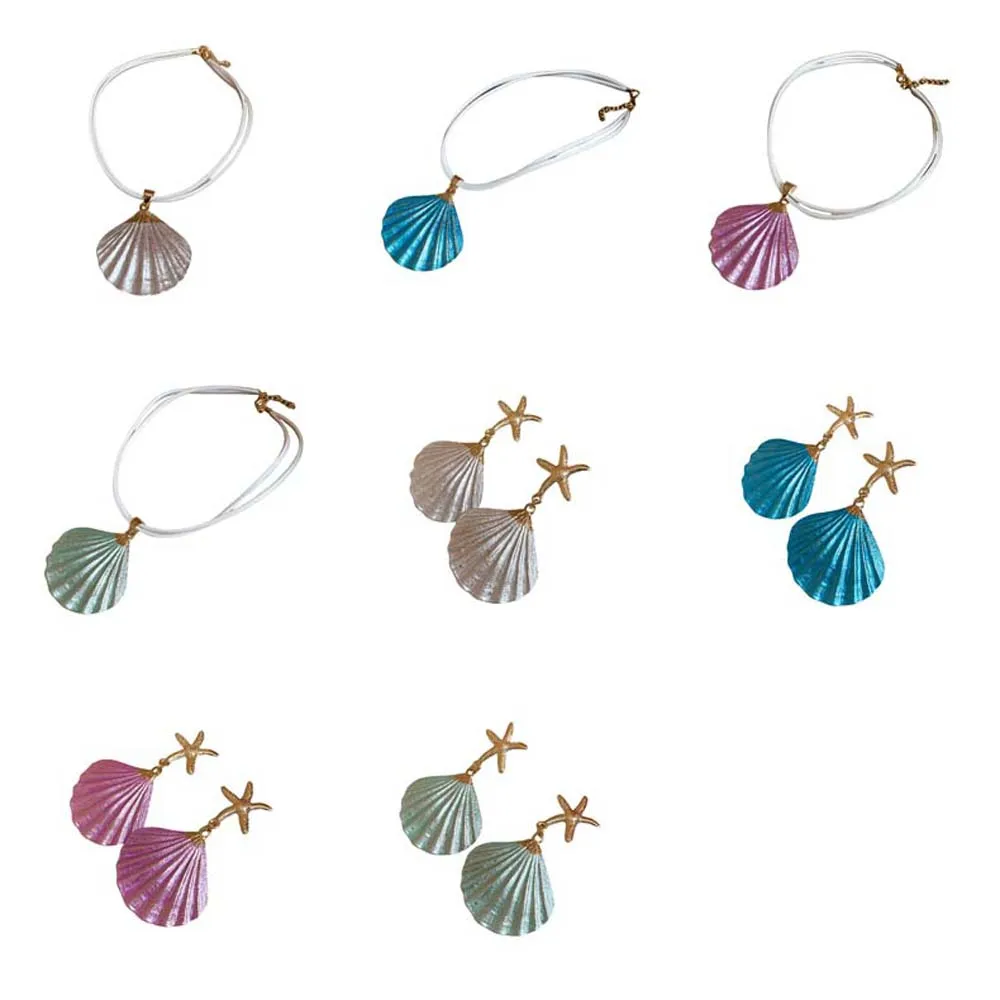 سلسلة البحر شل نجم البحر قلادة سبيكة أقراط قلادة قابل للتعديل البوهيمي شل قلادة مجوهرات الحلي