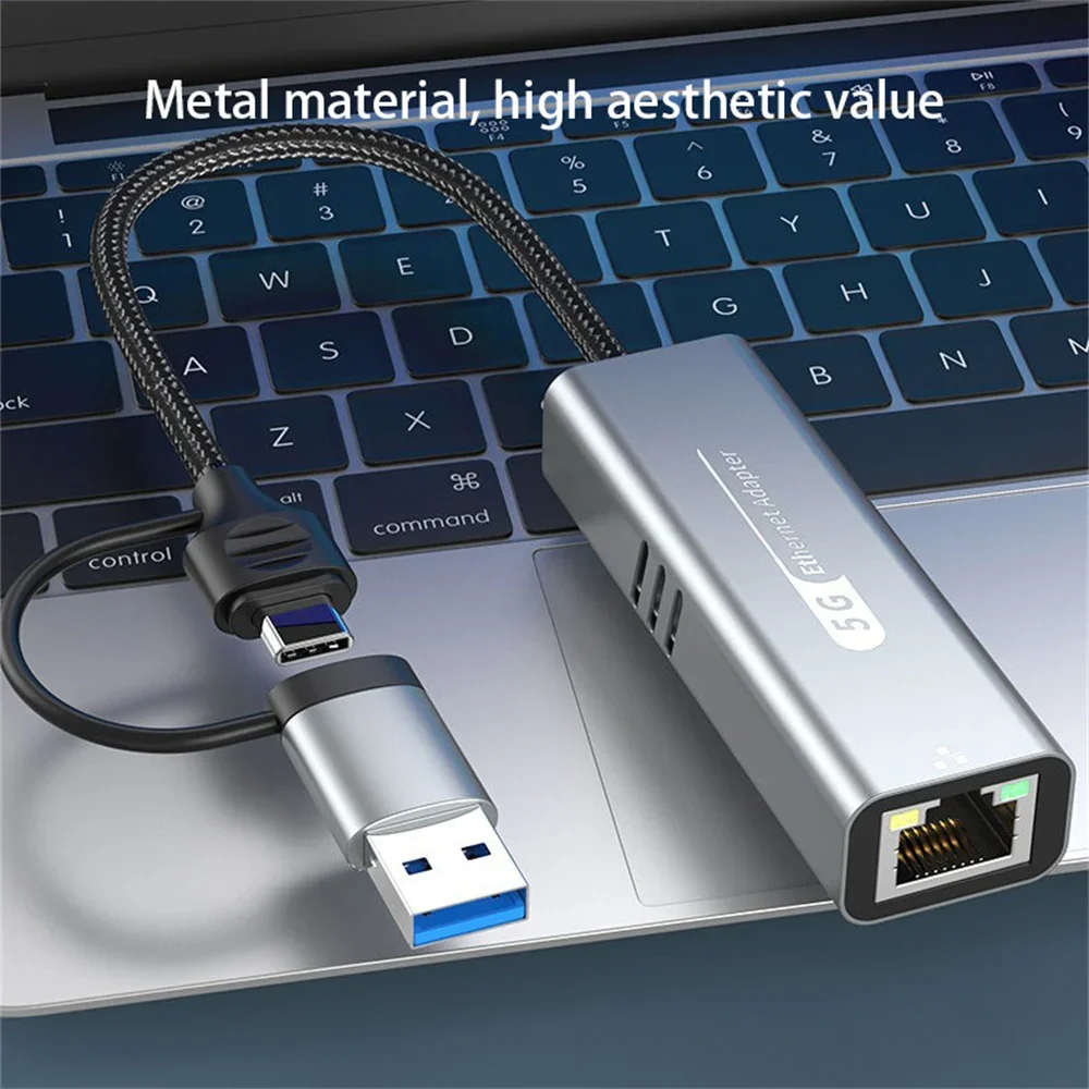 5000Mbps Wired Network Card Adapter USB Type-C to RJ45 Adapter 5G Wired Network Card Converter HUB For Laptop Win 7/8/10
