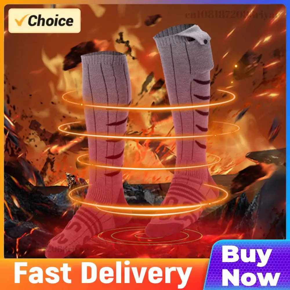 Electric Heated Socks Cold-Proof Electric Heating Socks Fast Heating Winter Warm Thermal Socks for Outdoor Skiing Hiking