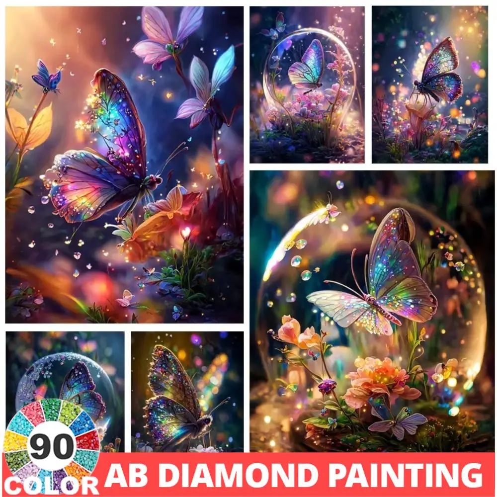 AB Full Drill 90 colors Diamond Painting Animals Butterfly Flower DIY Picture Of Rhinestone 5D Embroidery Cross Stitch Decor