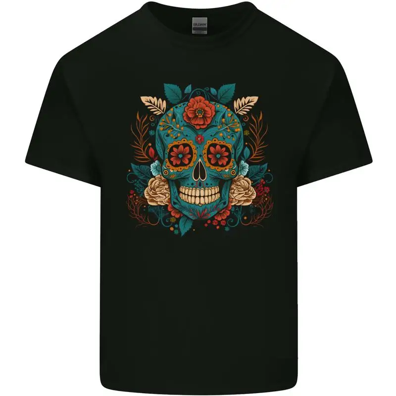 

Хлопковая мужская футболка Day of the Dead с черепом в горошек, верхняя футболка