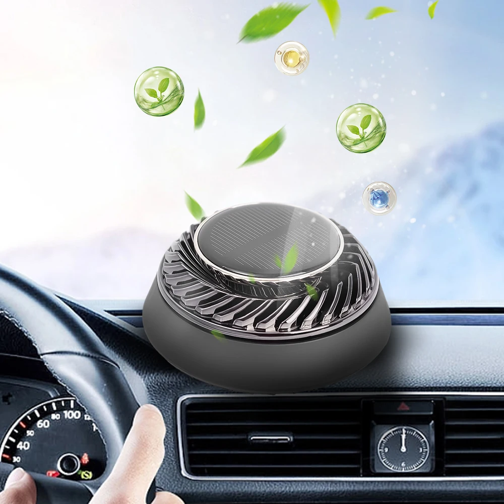 Car Solar Rotating Aroma Diffuser Auto Ornament Home Decoration Deodorizer Air Freshener Automotive Interior Accessories