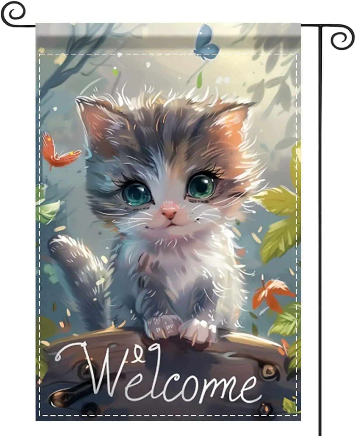 Nuxovilar Garden Flag Banner Kitten & Leaf Design 12x18in Polyester Flags for Outside Garden Porch ZZM