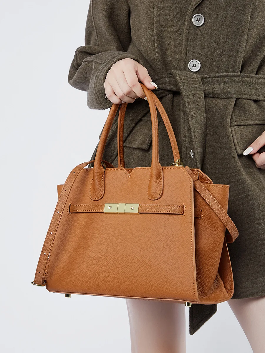 

Winter Luxury Genuine Leather Handbag for Women 2025 New Fashion Birkin Bag Large Capacity Mom Bag Commuter Handbag