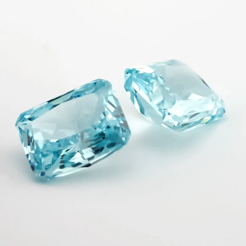 Size 6x8mm 7x9mm 16#Paraiba Blue Octangle Radiant Crushed Ice Cut CZ Stone 5A Zircon Loose Cubic Zirconia Synthetic Gemstone