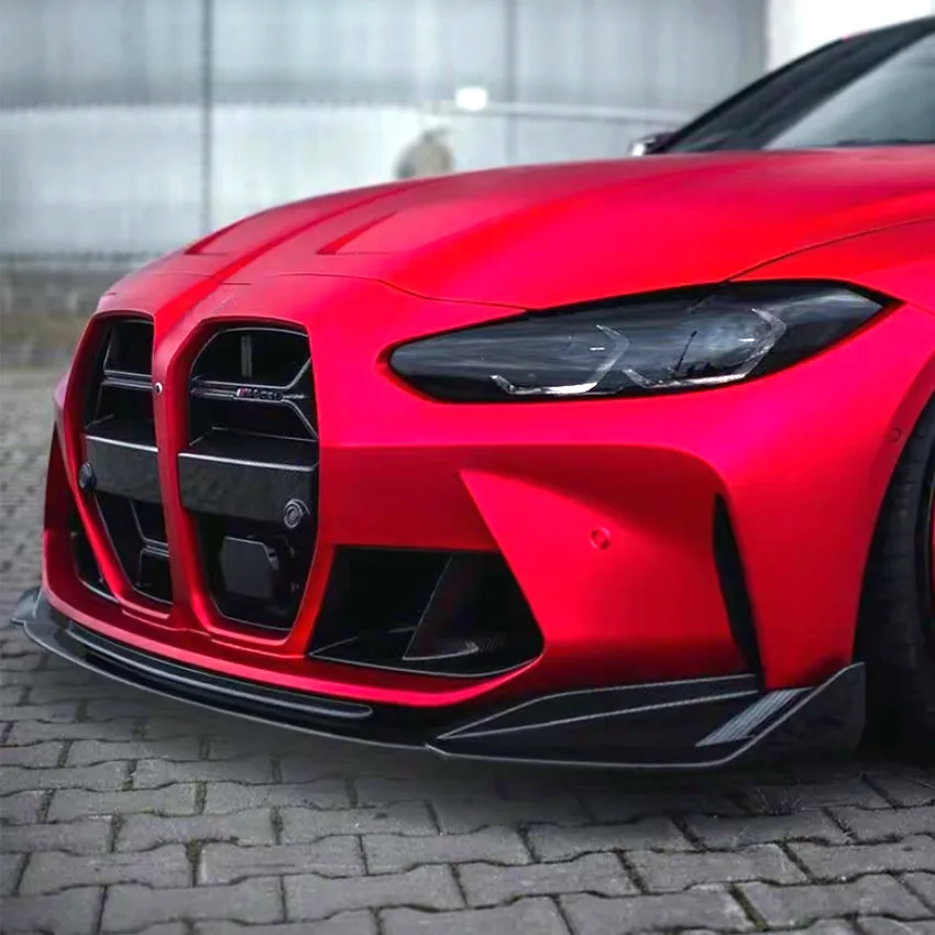 Glänzend schwarzer/Carbon-Look Frontspoilerlippe für BMW M3 G80 M4 G82 2021-2023 Frontstoßstangenschutz Unterer Splitter – Detail 8