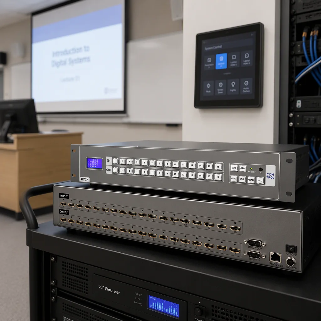 GEHR HDMI Matrix 16x16 HDMI2K1616 2K Video Switcher RS232 IR Control For Classroom Lecture Hall Church AV Project