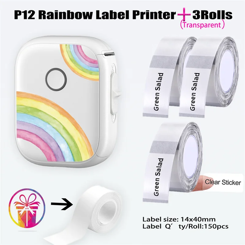 P12 mesin cetak Label termal Bluetooth, Printer Mini Label habis pakai pintar kreatif independen DIY