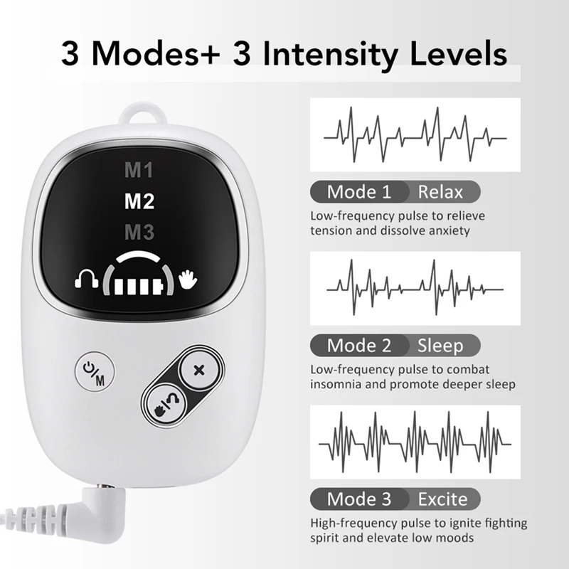 Smart CES Sleep Aid Device Handheld & Ear Clip Microcurrent Pulse Sleep Aid for Insomnia Nerves Anxiety Improve Sleeping-AD23