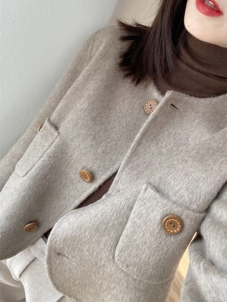 

Women's Vintage Loose Fit Wool Coat Retro Chic Petite Short Jacket Stylish Slimming Autumn Winter Outerwear