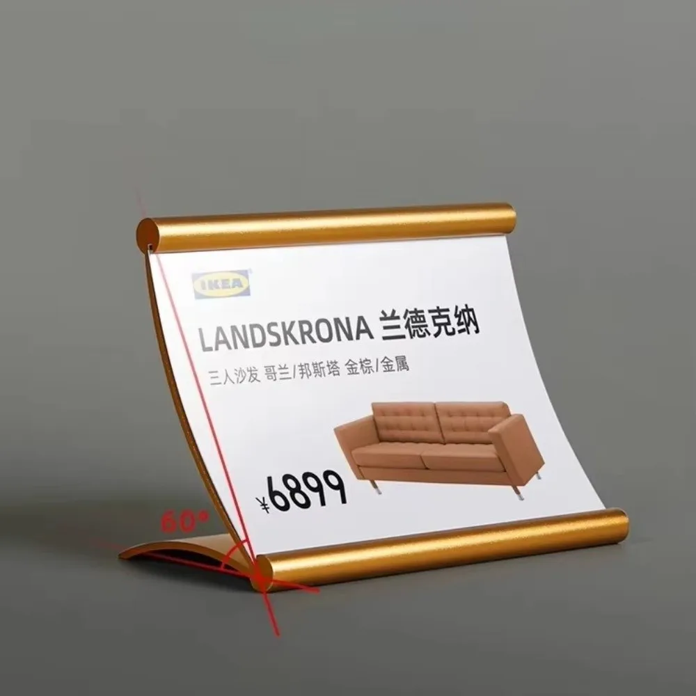 Simple Aluminum Alloy Table Sign Holder Pull-out Desktop Price Tag Stand Menu Card Holder Office Supplies