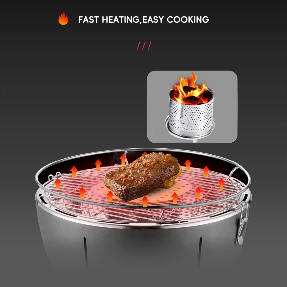 Premium Modern Korean Stainless Steel Outdoor Smokeless Gas Charcoal Barbecue Grill Electronic Ignition Camping Cooking