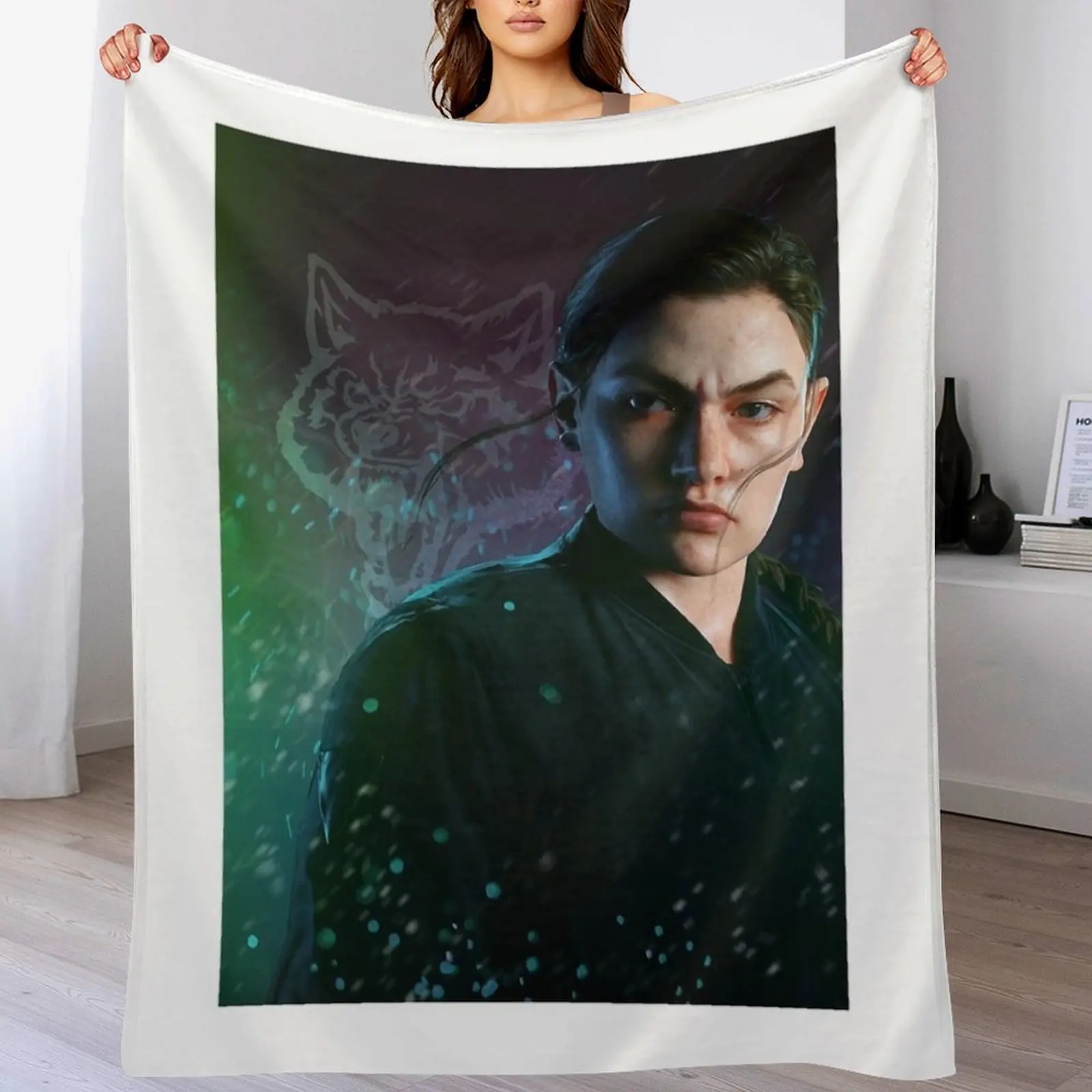 

Abby, the Wolf Graphic Throw Blanket Personalized Gift Polar Sofa Throw Luxury Designer Blankets