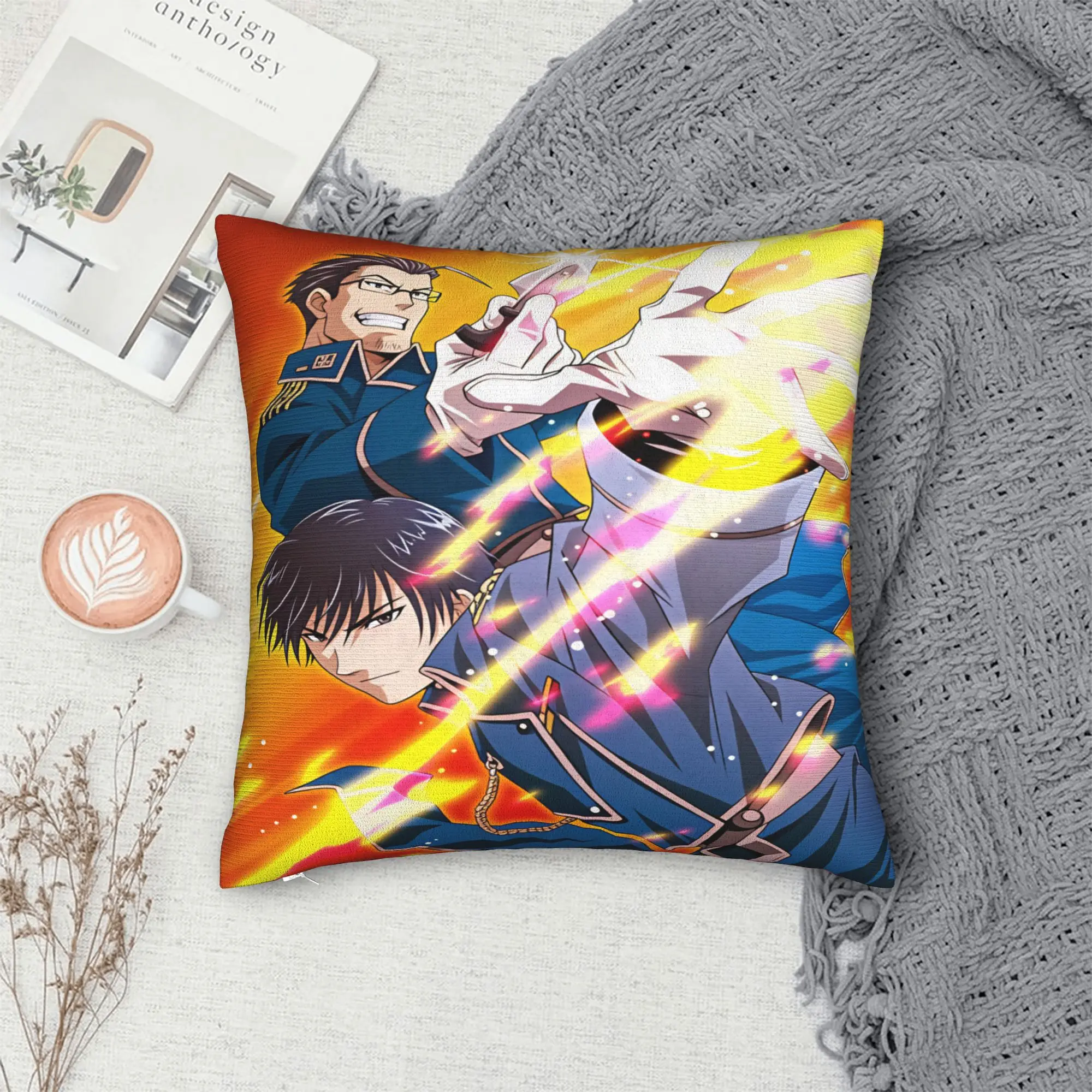Roy Mustang Pillow Case Fullmetal Alchemists Soft Pillow Cover Fashion Pillowcases For Sofa Couch Bed Living Room