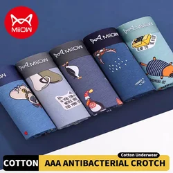 MiiOW 4 Uds. Bragas Boxers de algodón con estampado Animal para hombre, Boxershorts antibacterianos 3A para hombre, calzoncillos transpirables, lencería, Boxers para hombre