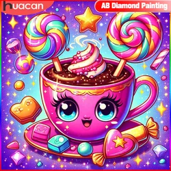 HUACAN Full Diamond Mosaic Cartoon Cup Diamond Painting Colourful Candy Art Complete Kit Handmade Gift