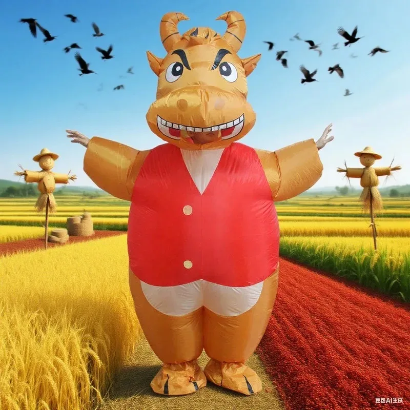 

Надувной костюм коровы, надувной комбинезон коровы, надувной через воздух, забавное нарядное платье, надувной костюм для косплея на Хэллоуин