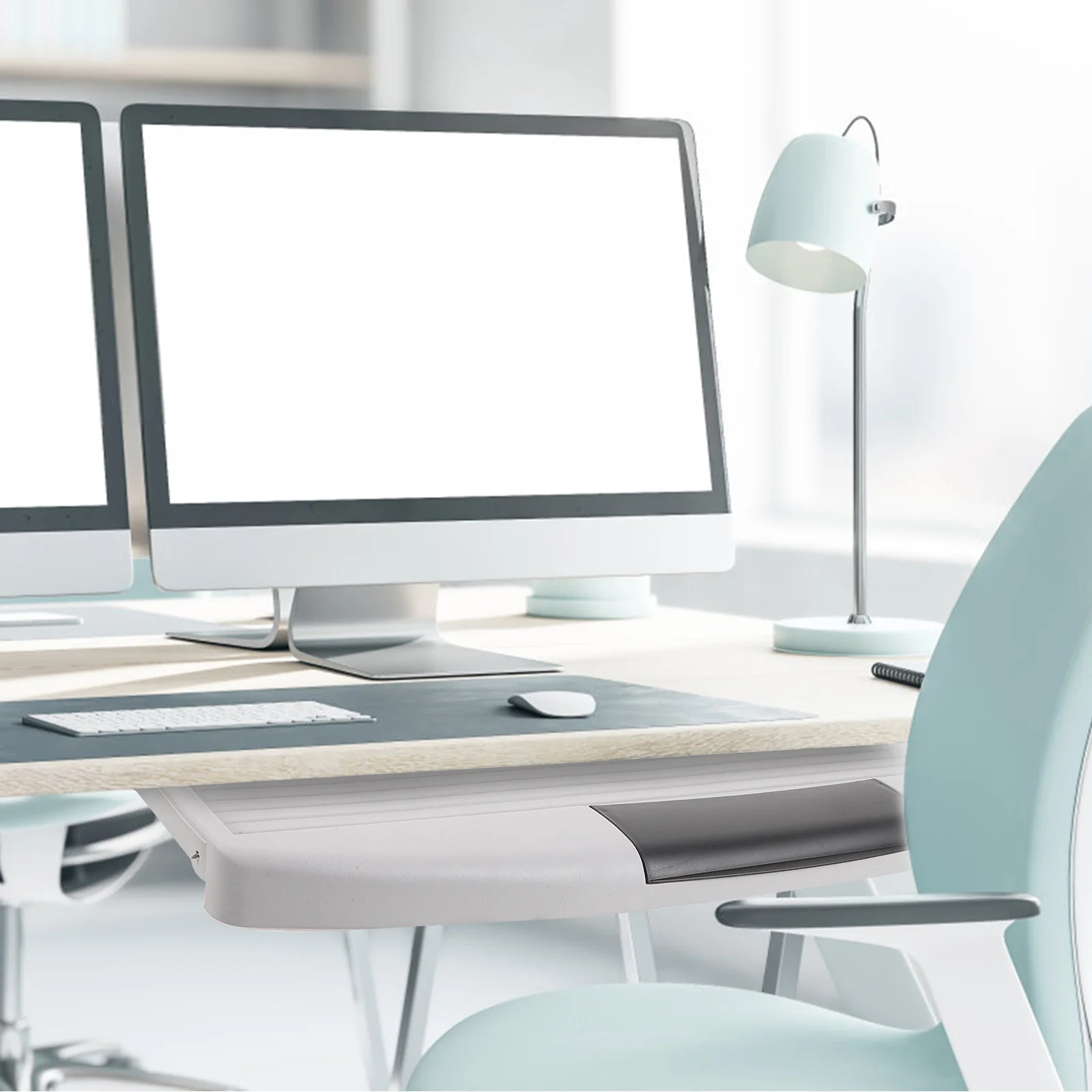 

1 комплект, большой лоток для клавиатуры под столом, выдвижной ящик, гладкий раздвижной держатель для клавиатуры из АБС-пластика, уменьшает усталость рук