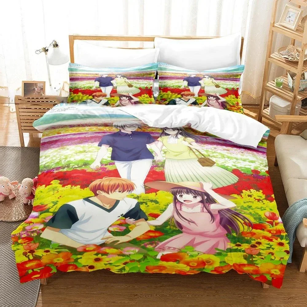 Anime Fruits Basket Bedding Set 3D Printed Suitable for Bedroom Duvet Cover Set With Pillowcases Kids Home Textile