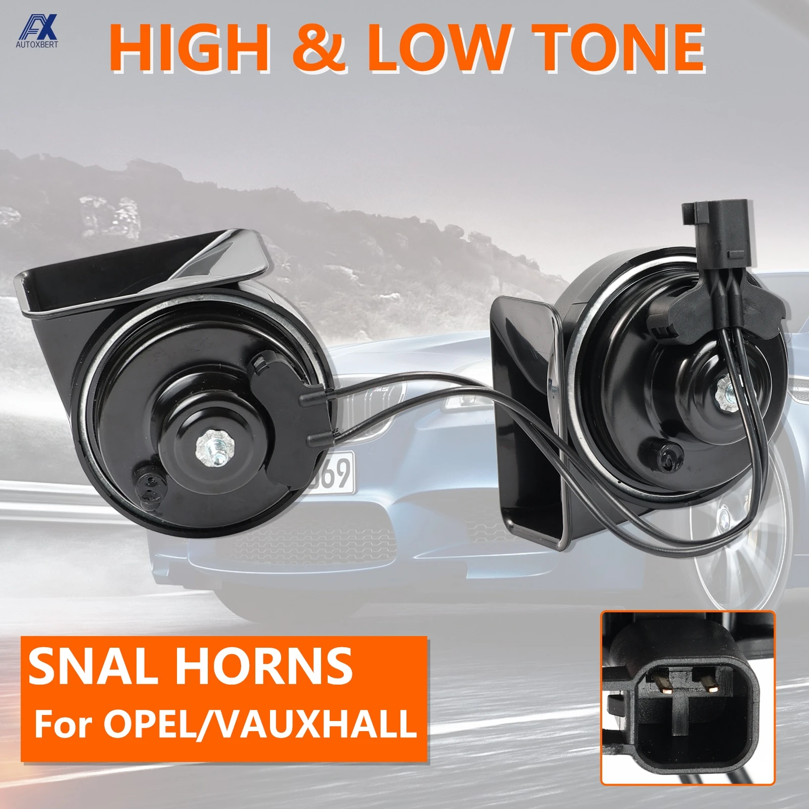 2X 110-125db Loud High Low Tone Loud Snail Horn For Opel Vauxhall Corsa D E Astra J K Vectra D Insignia Meriva Zafira B C Mokka