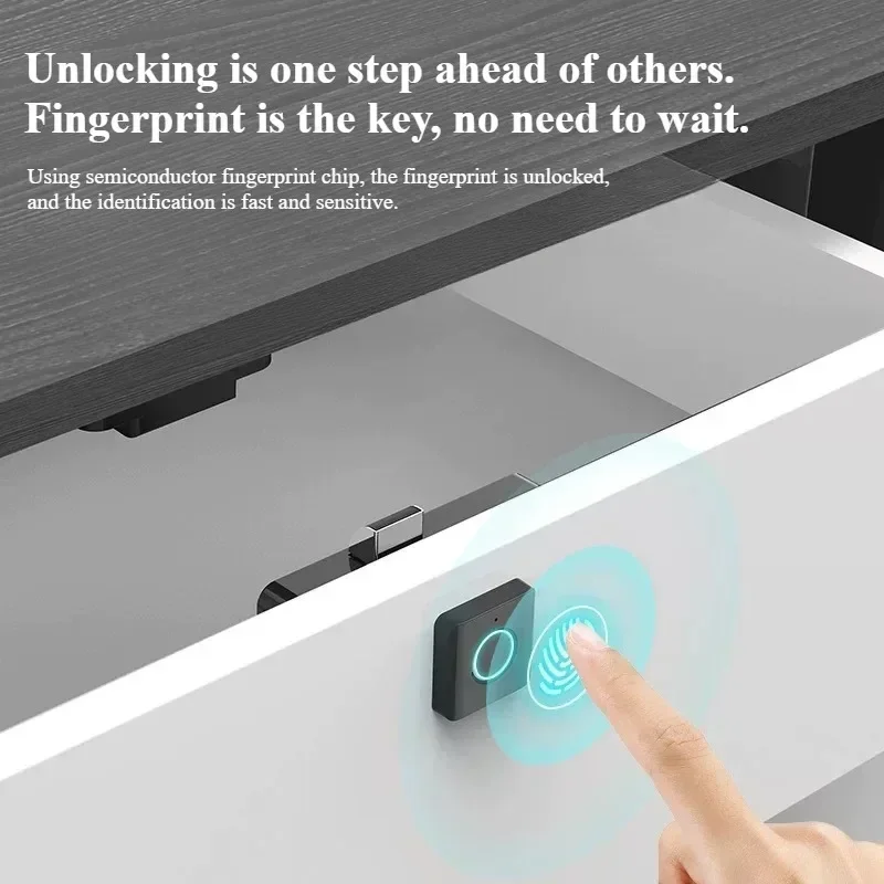 Tuya Smart Home Fingerprint Lock Hidden Drawer Electronic Lock Privacy File Storage Keyless Cabinet Lock Type C Interface