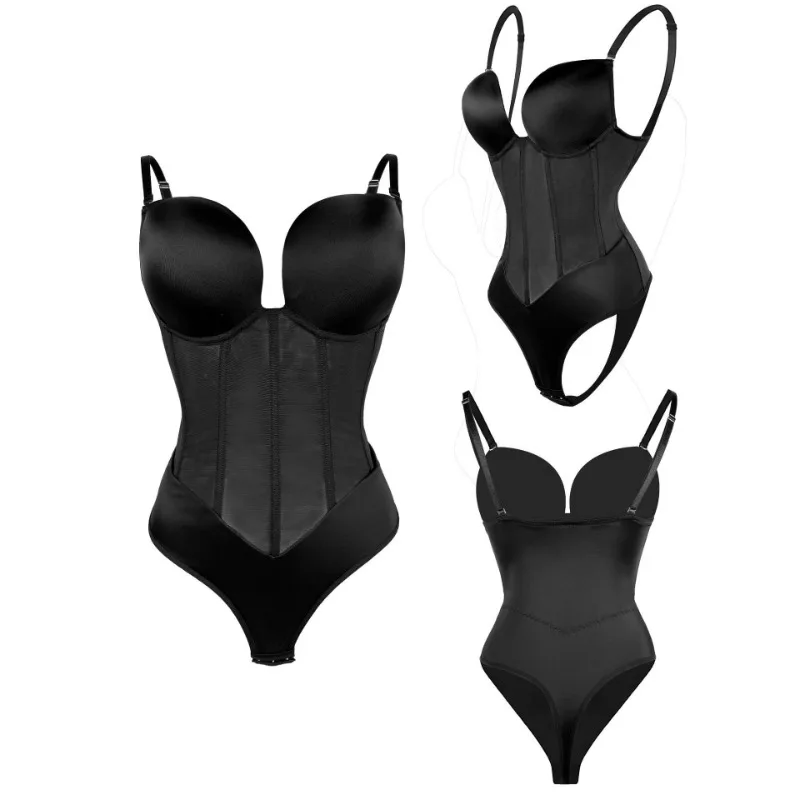 Women's Body Shaper Compression Bodysuit One Piece Backless Shapewear With Bra Corset Slimming Waist Under Dress Underwear