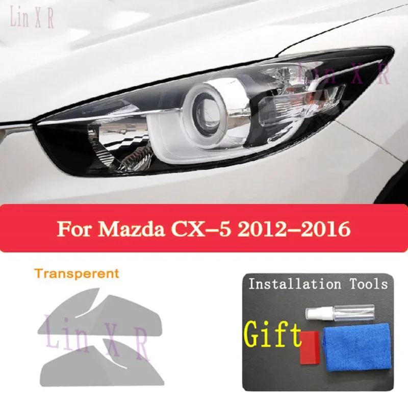 2 Pcs For Mazda CX5 CX-5 KF 2012-2016 KE 2017-2021 Car Headlight Tint Black Protective Film Transparent TPU Sticker Accessories